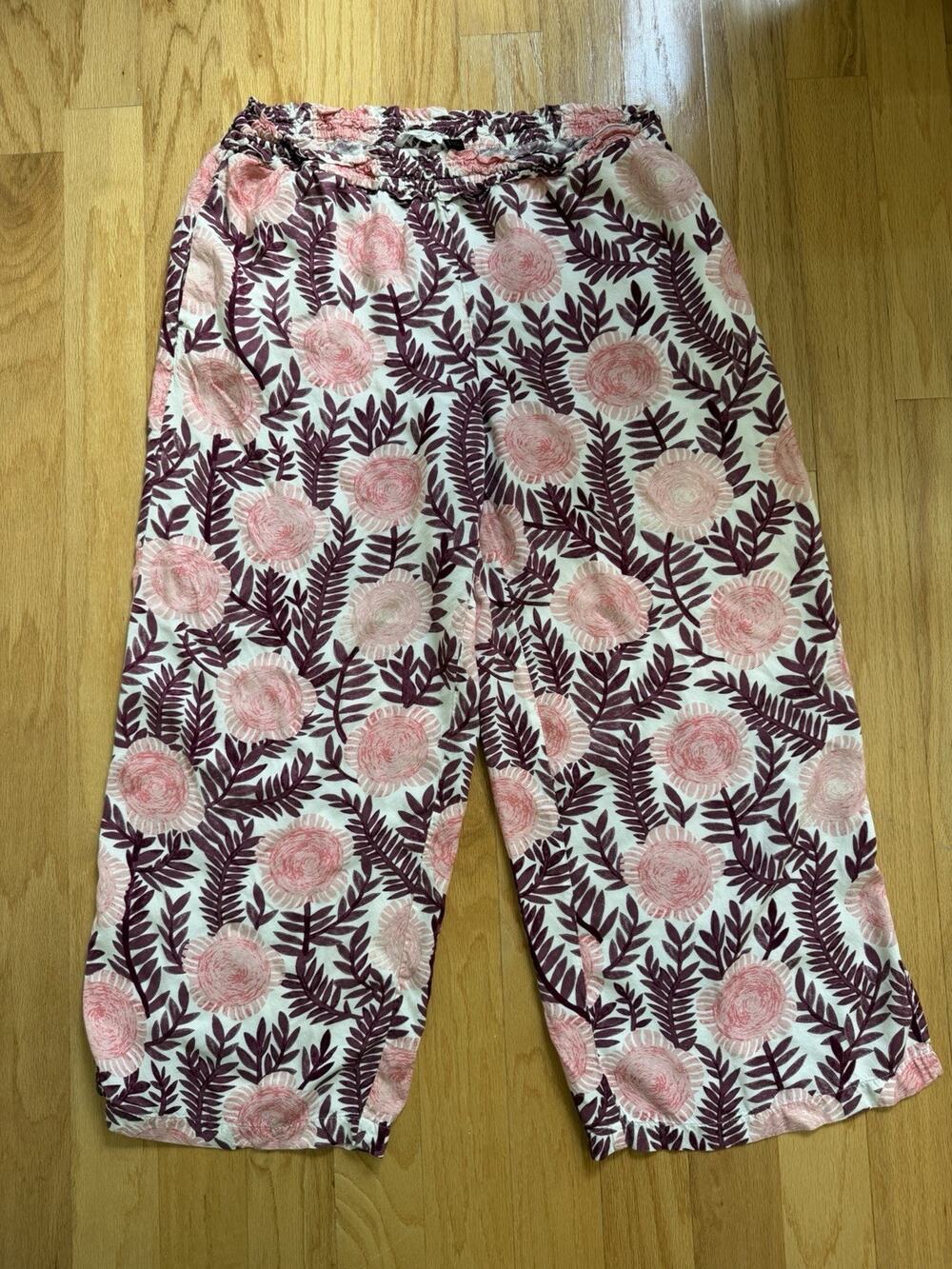 Anthropologie Cecilia Pettersson Floral Wide Leg Culotte Pants Women’s Lg Boho